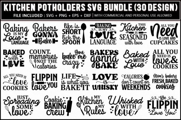 Kitchen Potholders SVG Bundle: Graphics for Crafts