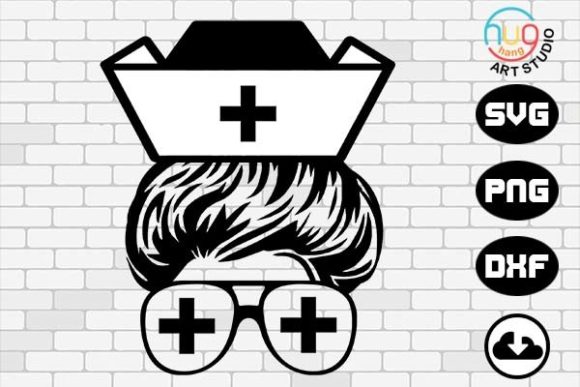 Mom Nurse Messy Bun Hair: Graphics for Crafts