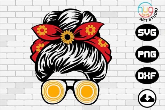 Summer Mom Messy Bun Hair: Graphics for Crafts