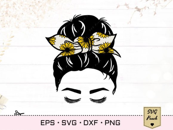 Sunflower Messy Bun Svg: Graphics for Crafts