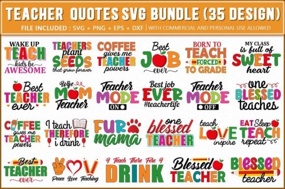 Teacher SVG Bundle: 35 Graphics for Crafts